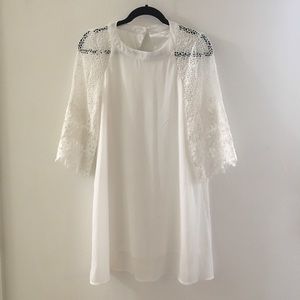 White dress with lace sleeves